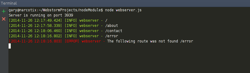 node.js web server with logging