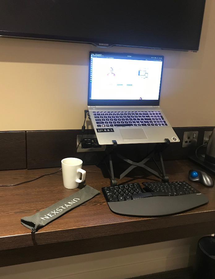 k2 laptop stand in hotel room